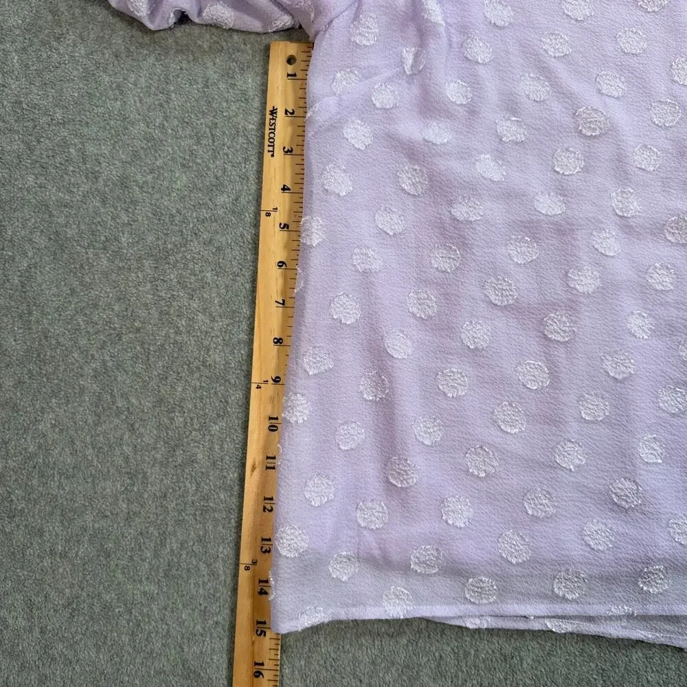 Umgee Lavender Puff Sleeve Blouse Women's Small Polka Dot Lined - Picture 5 of 7